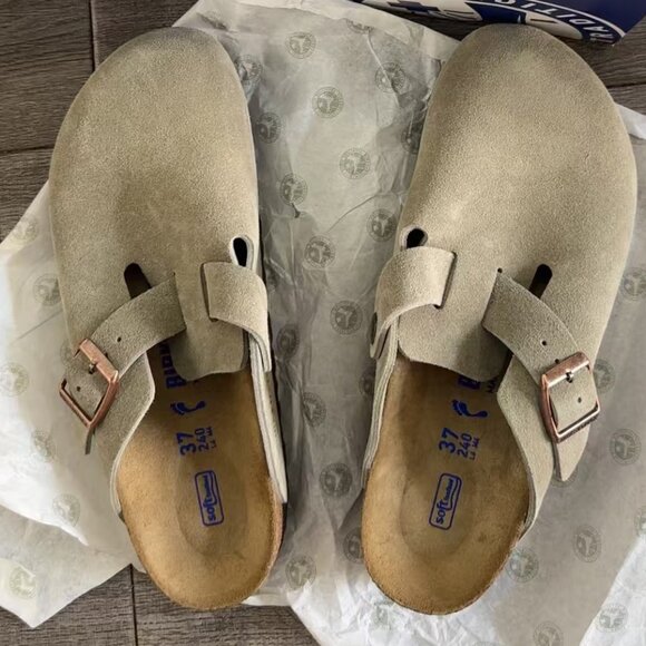 Birkenstock Tan Suede Mules - Picture 1 of 3